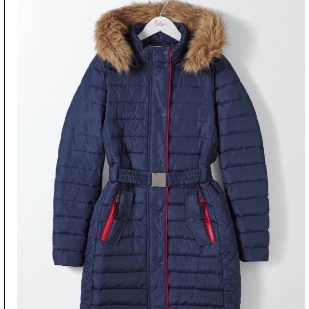 Boden Alberta Puffer Parka Coat Feather & Duck Down Hooded Quilted Size 4
